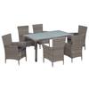 7 Piece Garden Dining Set with Cushions Poly Rattan Grey