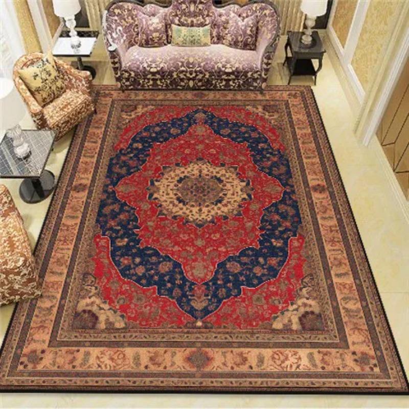 American Retro Carpet for Living Room Decoration Boho Bedside Rugs for Bedroom Large Area Washable Lounge Floor Mat Non-Slip