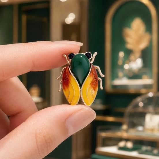 Broche Estilo Nacional, Alfinete de Lapela com Design de Cigana com Asas de Esmalte e Textura de Jade Sintético, Insígnia Cheongsam para Acessórios de Vestuário Chinês