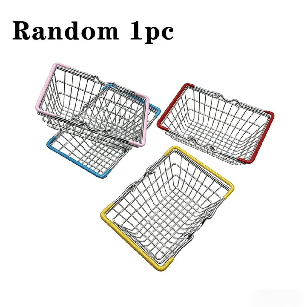 

1pc Metal Wire Mini Shopping Basket 2 Sizes Available with Handle Mesh Desk Organizer Metal Wire Basket Desk Storage