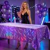 3 Pack Purple Plastic Tablecloths, Disposable Rectangular Table Cover for Theme Halloween Birthday Party Decorations