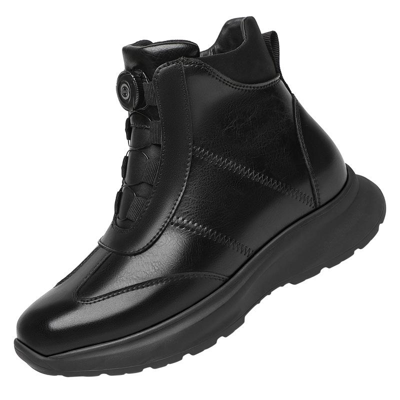 Inner height increase business casual leather shoes men's 8cm high-top height increase men's shoes rotating buckle one pedal sports travel shoes