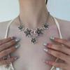 Exquisite Temperament Sliver Color Hollow Out Five Peach Blossom Flowers Necklace for Women Boho Vacation Collar Chain Jewelry