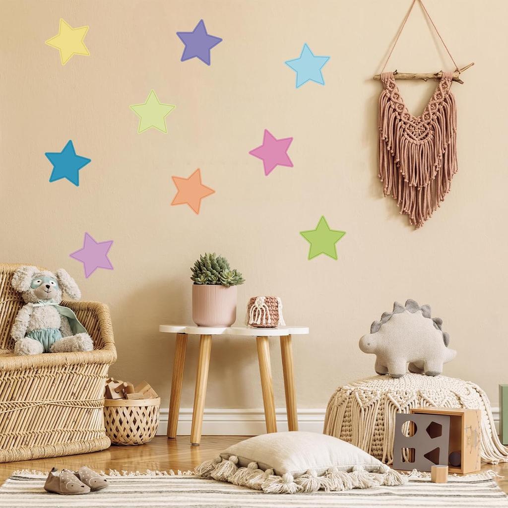 108 Pcs Paper Star Cutouts 3.5 Inch Double Printed Star DIY Craft Boho Bulletin Board Classroom Wall Decorations (Boho Colorful 108)