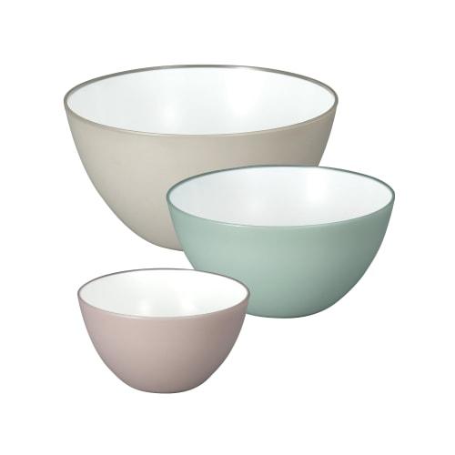CB JAPAN Heat-Resistant Bowls, Antibacterial Mixed Colors, 14cm / 18cm / 20cm, Set of 3 Sizes, Deep Bowl for Easy Mixing, Microwave and Dishwasher Saf