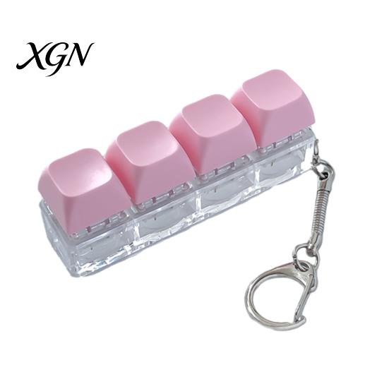 Sensory Fidget Gadget 3/4-Keys Keyboard Toy, Stress Relief Push Button Finger Students Focus Aid Clicker Keychain, Pocket Size Mechanical
