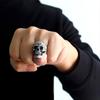 Antique Silver Evil Skeleton Skull Ring For Men Chunky Stainless Steel Punk Rock Skeleton Ring Jewelry For Male