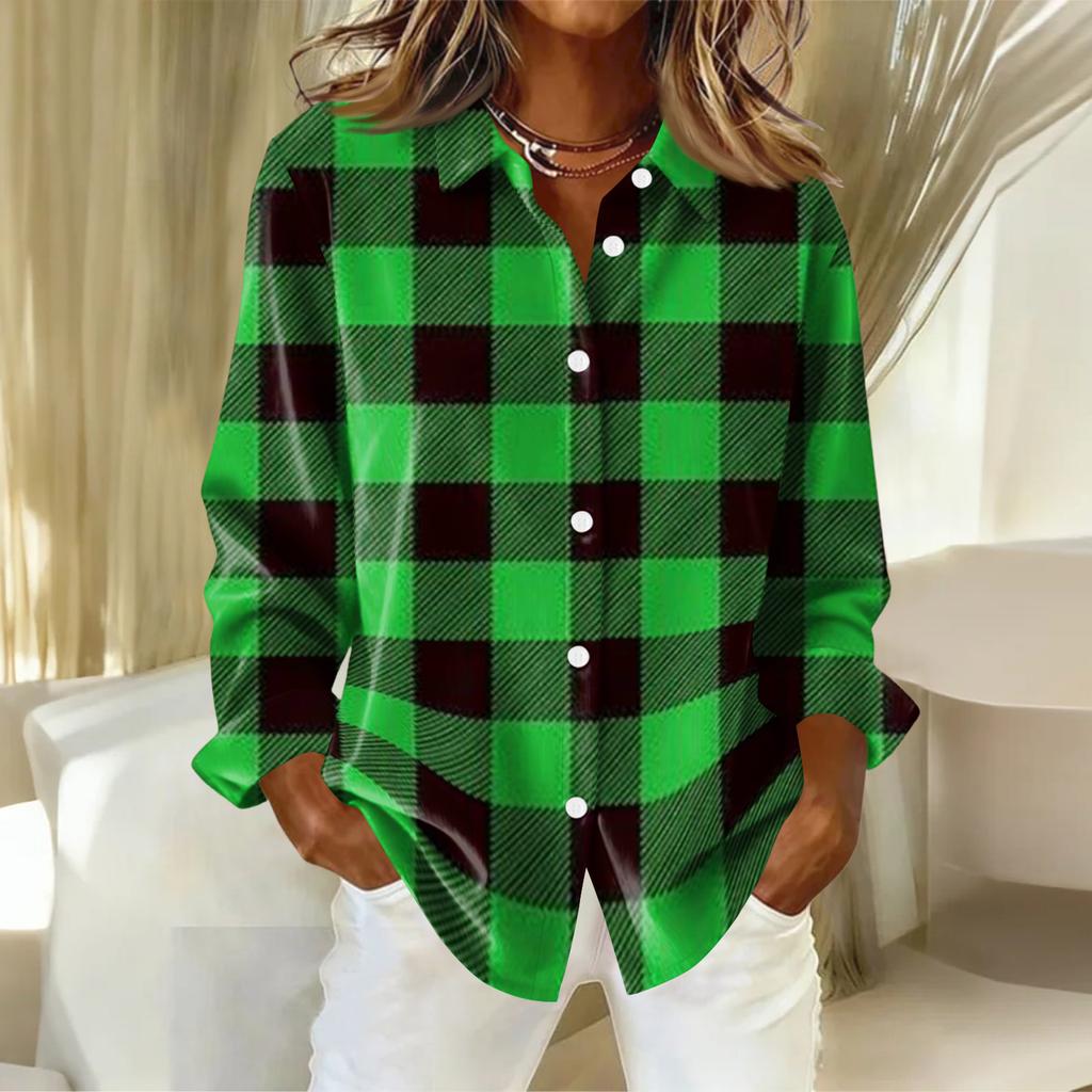 Cămașă Bluză Damă Crăciun Imprimat Nasturi Mâneci Lungi Casual De bază Guler Cămașă Regular Top