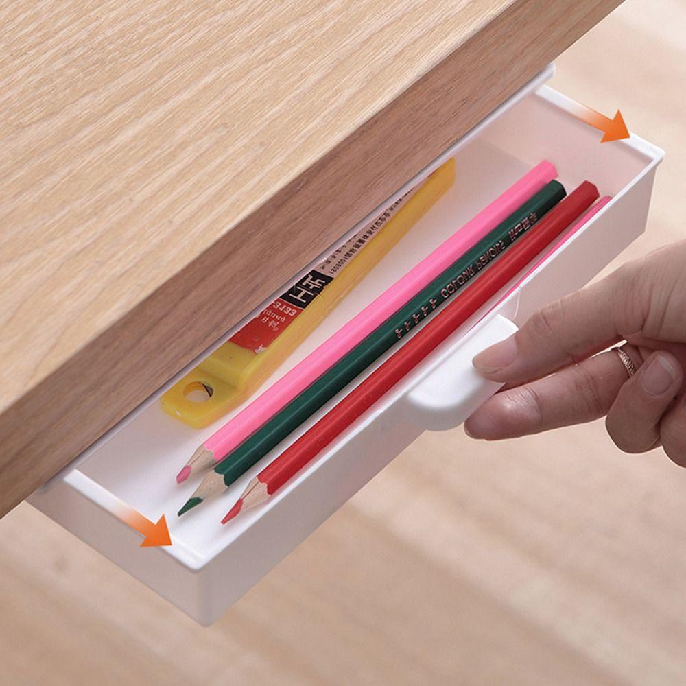 Save Space Desk Drawer Organizer Suspension Design Self Adhesive Storage Box Drawer Storage Box