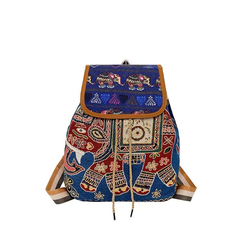 Женский рюкзак с вышивкой слона, на шнурке, экзотический повседневный рюкзак