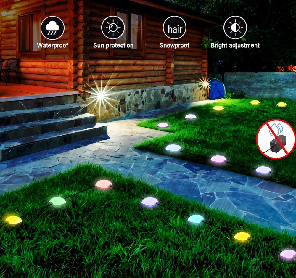 WiFi Smart LED Color-Changing Lawn and Music Light String with In-Ground Plug