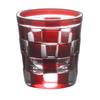 Dinner Luxe Cut Glass Checkered for Cold Ichimatsu Kouga Takumi-fu Cup, Small, Pattern, Sake, 55xH58mm, 65cc, Red, PNO.333613