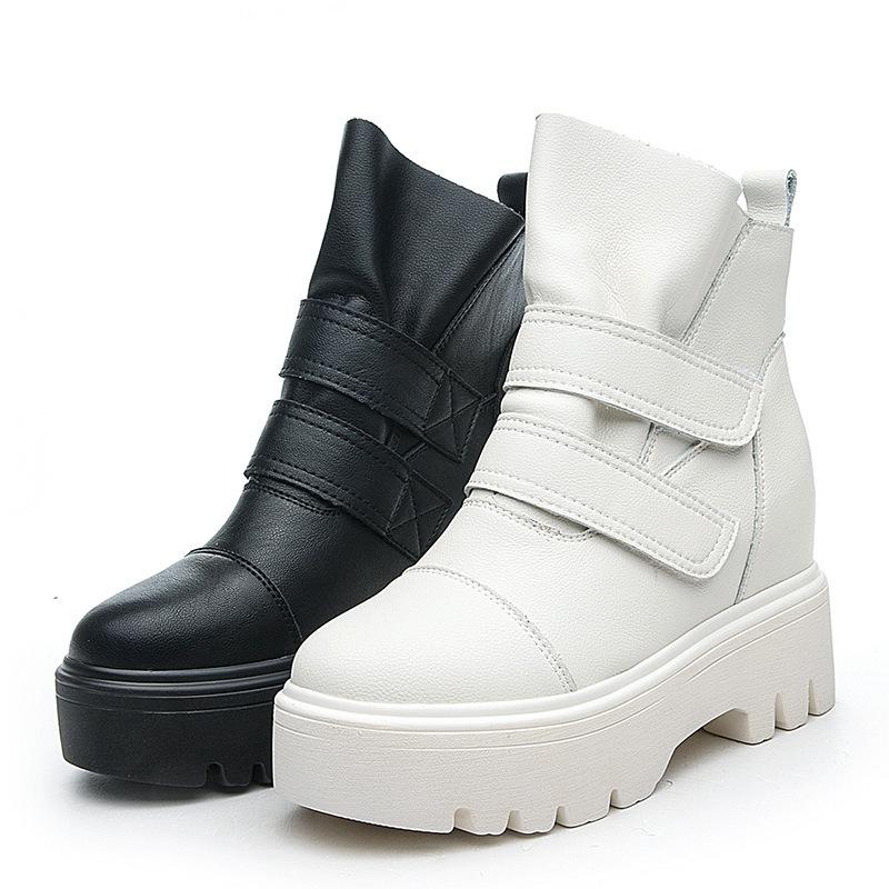 Martin Stiefel Innenhöhe Erhöhung Herbst und Winter Neu Britischer Stil Lederstiefel Ins Trendige Schuhe Plateau Freizeitschuhe Kurze Stiefel