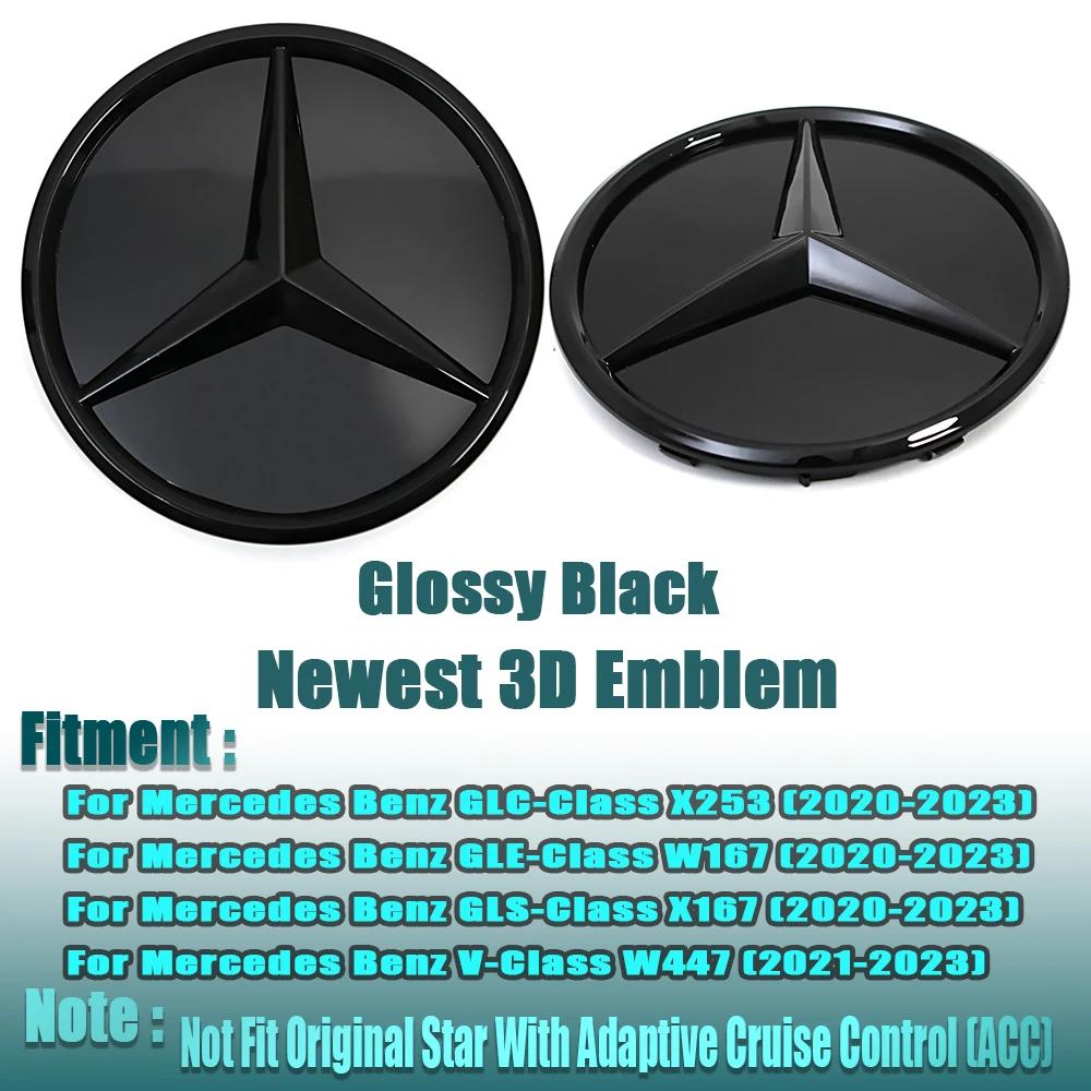 Bilklistermärke För Mercedes Benz GLC X253 GLE W167 GLS X167 V W447 Silverkant Nyaste 3D Och Svart Kant LED Spegel Grill Stjärna