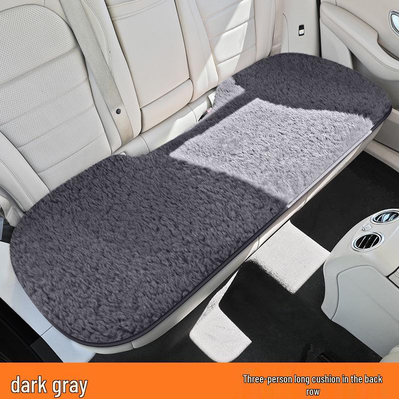 Universal Embroidered Lambswool Car Seat Cushion Set - Winter Warm 3-Piece Interior Decor.