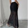 Transparent Lace Skirt Midi Length See-Through Skirt Breathable High Waist Half Dress  Date Night