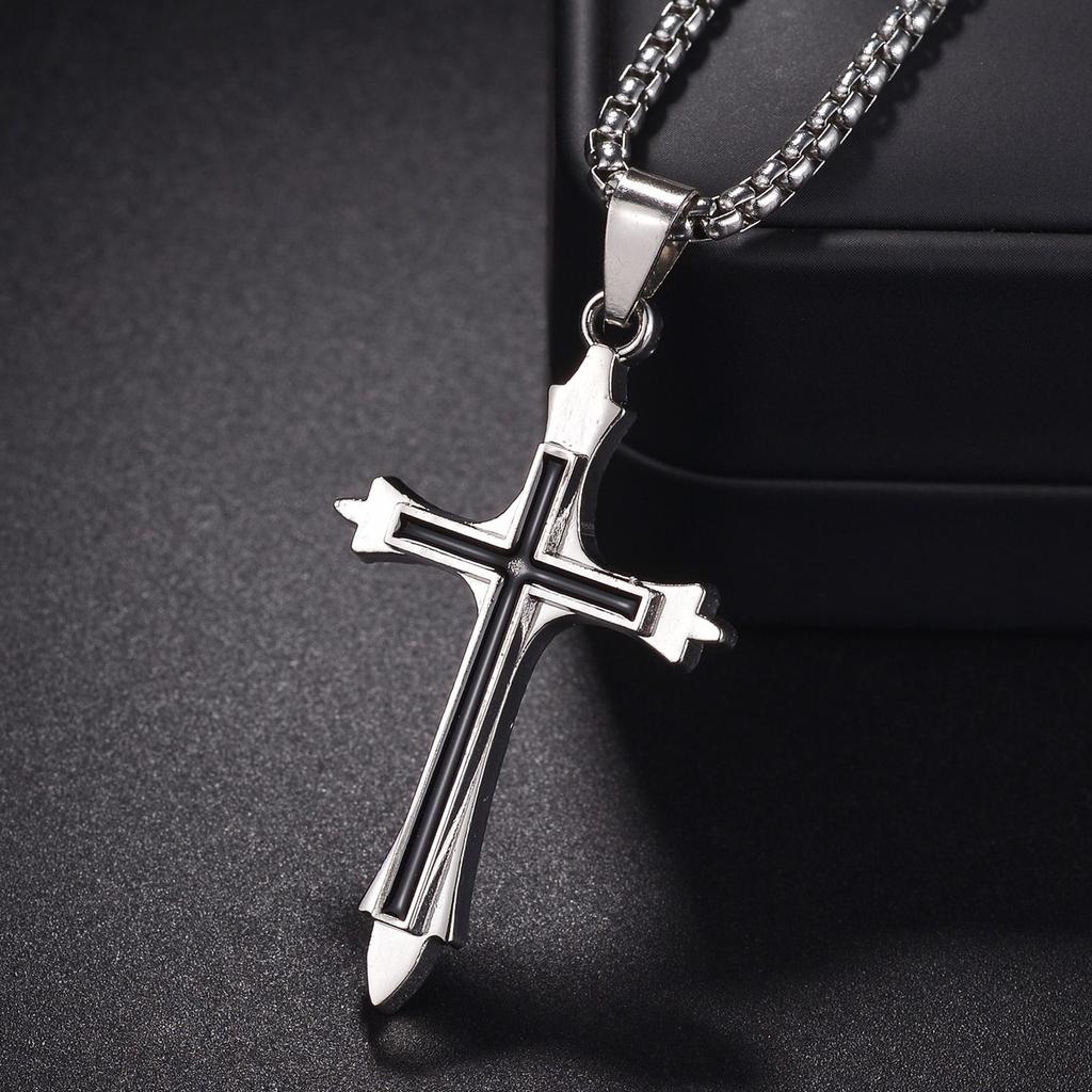 Christian Jesus Cross Necklace for Women Men Stainless Steel Chains Choker Religion Pendants Jewelry Prayer Baptism Gift