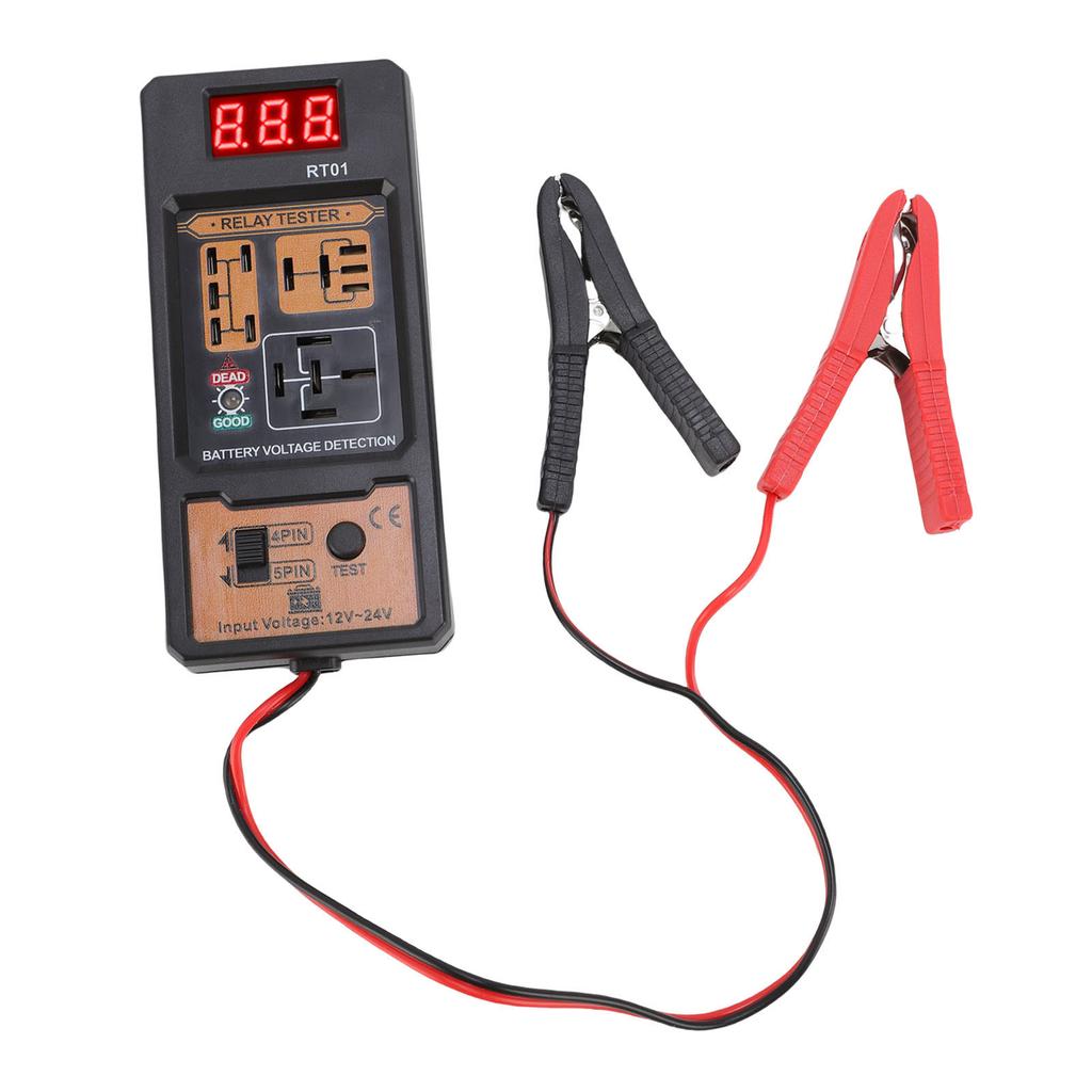 Relay Tester, Car Relay Analyzer 12V 24V Battery Voltage Tester, Automotive Relay Diagnostic Tool for 4 Pin 5 Pin