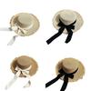 Sommer Frische Runde Oberseite Strohhut Damen Strandurlaub Sonnenhut Schmetterlingsknoten Binden Sonnenschirmkappe