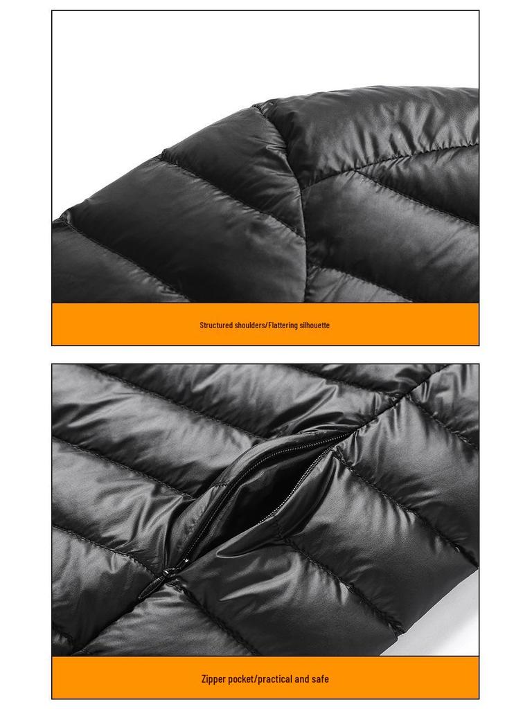 Men's Lightweight Solid Color Down Jacket - Warm, Short, Casual, Versatile for Autumn/Winter.