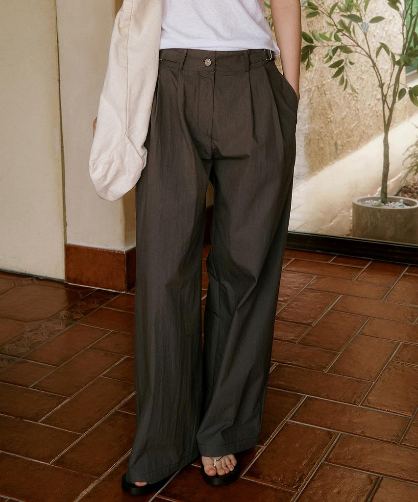 NEEV Side Adjuster Nylon Wide Pants (Charcoal)