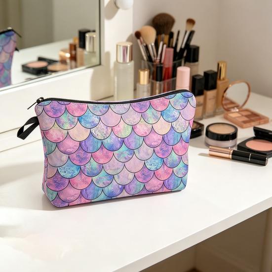Cosmetic Bag Portable with Zipper Large Capacity Bag Floral Print Compact Travel Makeup Organizer for Cosmetics And Small