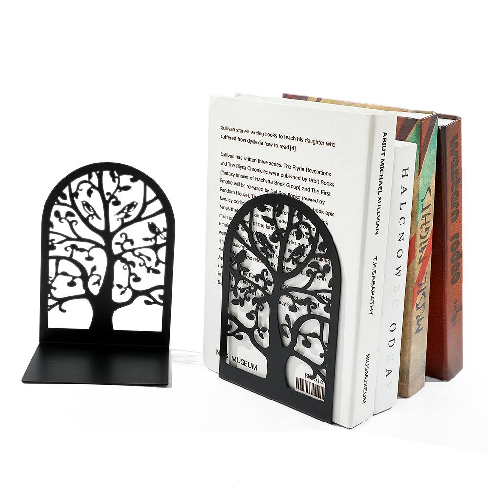 2pcs Bird Group Bookends Tree Of Life Bookends Metal Heavy Duty Desktop Home Office Supplies Storage Books Gift For Book Lovers