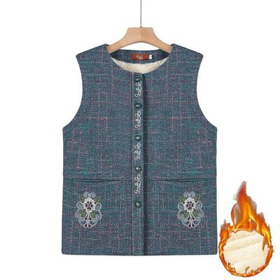 Autumn Vest Mother Spring and Autumn Jacket Ladies Plus Velvet Thickened Outer Wear Waistcoat Vest