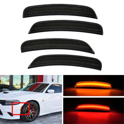4 Stück Bernsteinfarben+Rot Geräucherte Linse LED Seitenmarkierungsleuchten Lampe Für 15-19 Dodge Charger