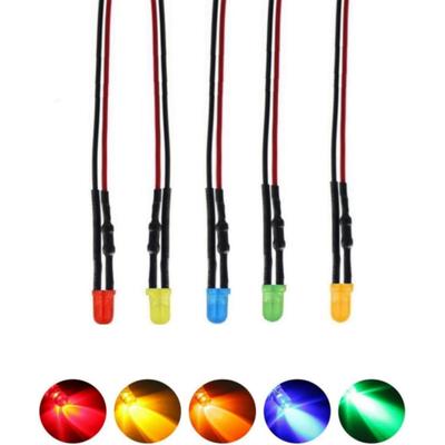 Of 3mm 12V Diodes with Available In 5 with for Diorama Indicator Toy Power and Line Lamps 20-Pack Light-Emitting Wiring, Colors, Resistor, Lighting,