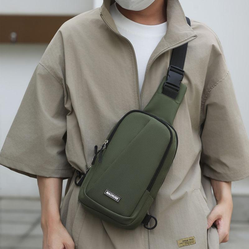 Trendy Outdoor Sports Chest Bag Men Waterproof Letter Shoulder Pack Simple Large Capacity Phone Bag Casual Small Crossbody Pouch