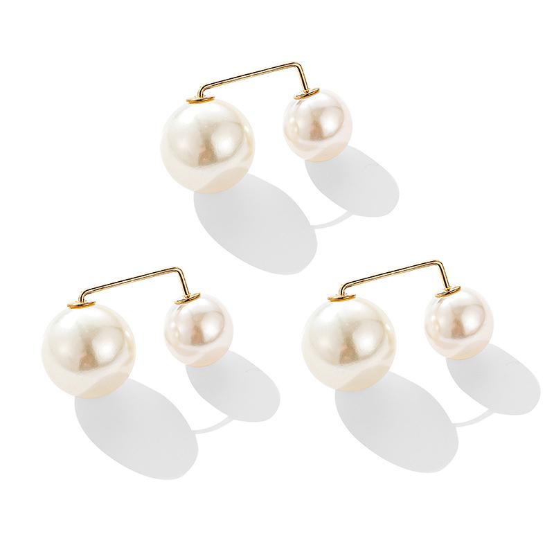 Fashion Double Pearl Brooches for Women Sweater Collar Needle Brooch Pins Anti-glare Clothing Accessories