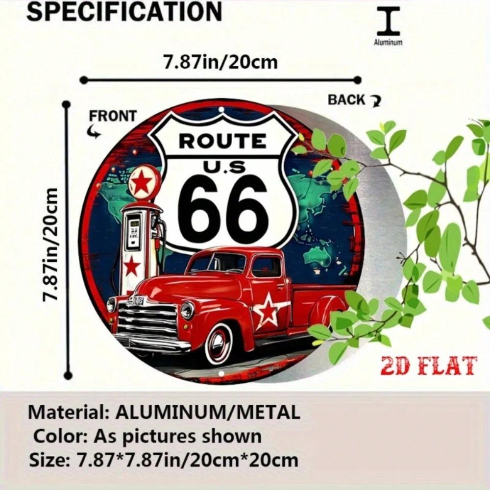 Vintage Route 66 Classic Truck Gas Station Metal Wall Sign for Bar