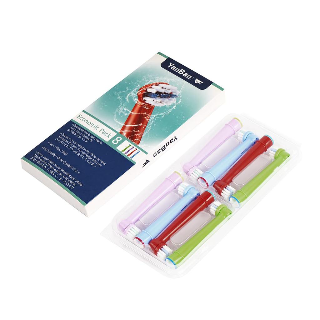 VINFANY Brown Compatible Electric Toothbrush Replacement Brush Sumizumi Clean Kids Color Toothbrush Children's (8 Pieces)