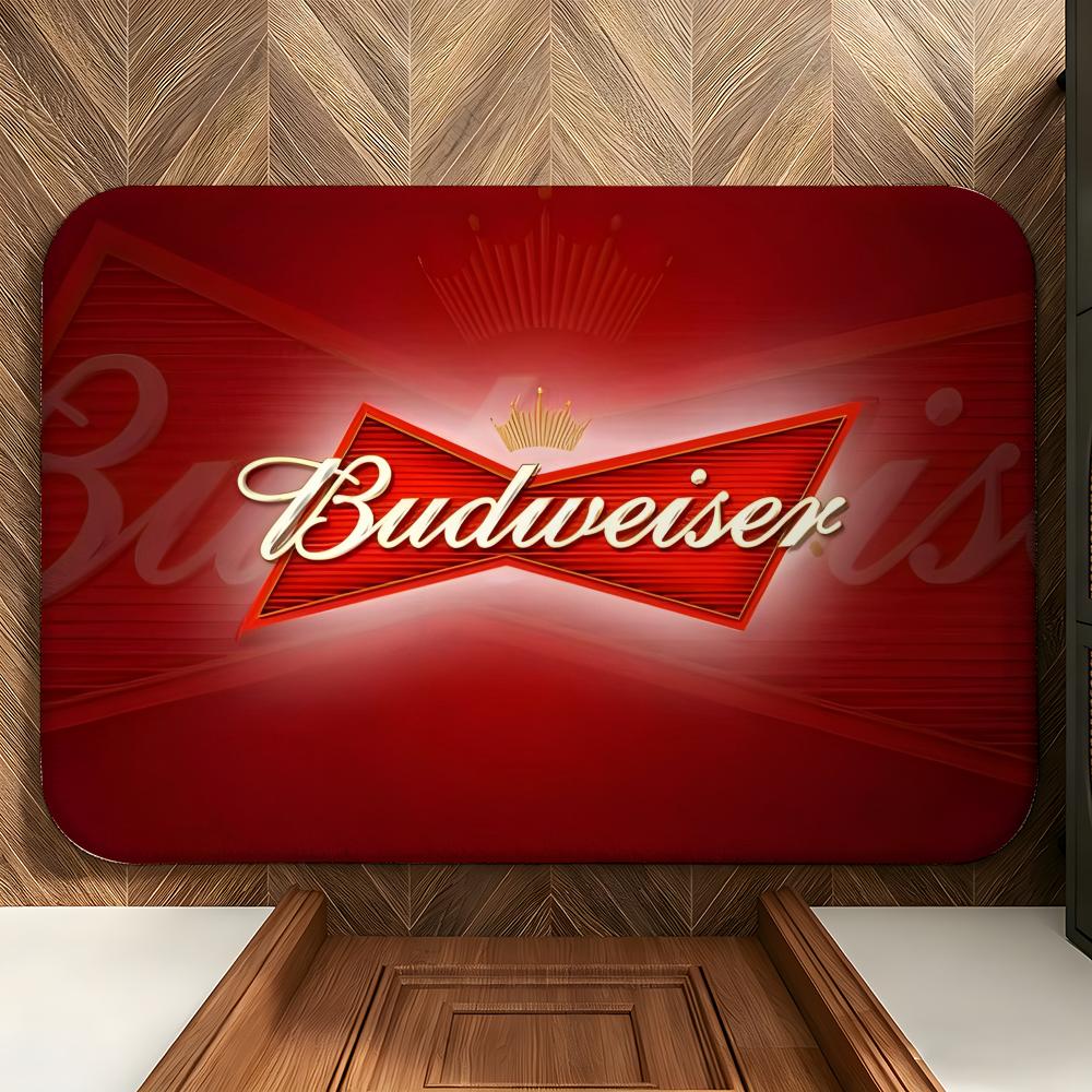 Beverage B-Budweiser Floor Mat Soft Flannel Entrance Door Mat Non Slip Absorbent Bathroom Bedroom Floor Rug