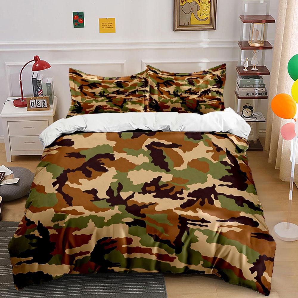 Camo Three-Piece Set For Outdoors Kid'S And Adults' Bedroom Decor, Exquisite Three-Piece Bedding Set Gift