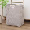 Foldable Cotton-Linen Laundry Hamper with Wooden Handle - Waterproof and Portable for Bedroom & Bathroom