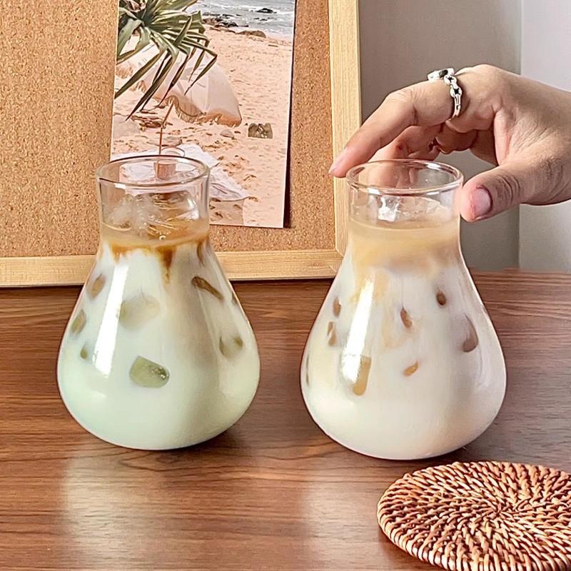 Ice Glass Cup Juice Coffee Mug Retro Transparent Drinking Cup Iced Water Drinkware Juice Milk Glass Cup Kitchen Accessories