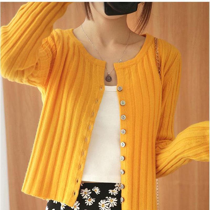 Spring and Autumn Female Cardigan Sweater Gentle Wind Thin Outer Long-sleeved Knitted Cardigan