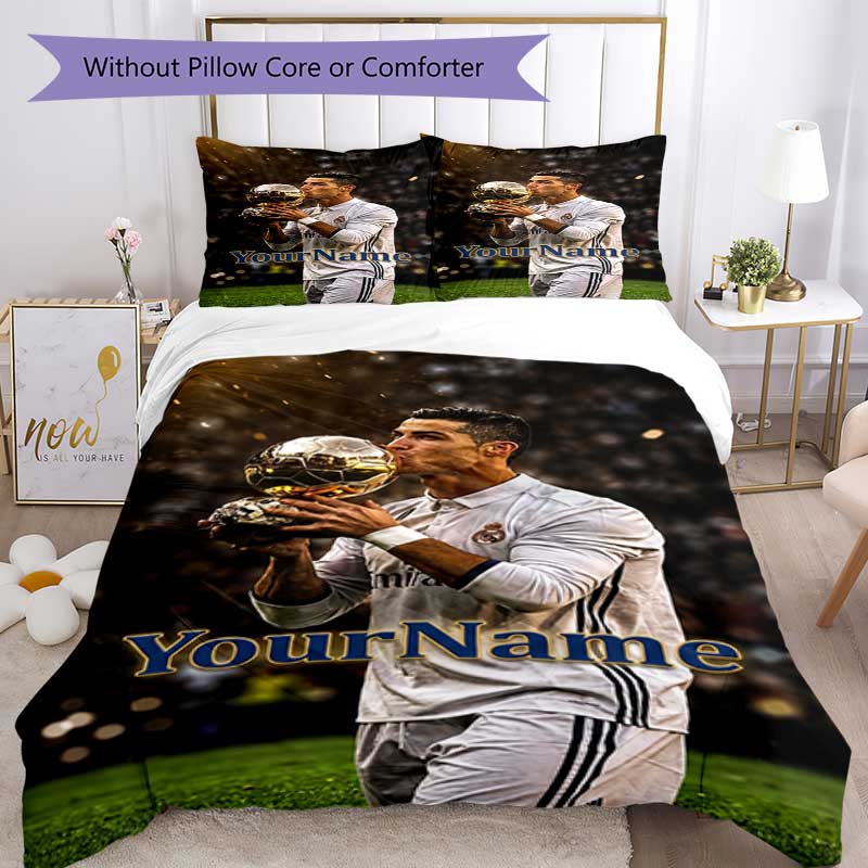 Cristiano Ronaldo 16 Customize your name Bedding Set Breathable Duvet Cover with Pillowcases Home Decoration Birthday Gift