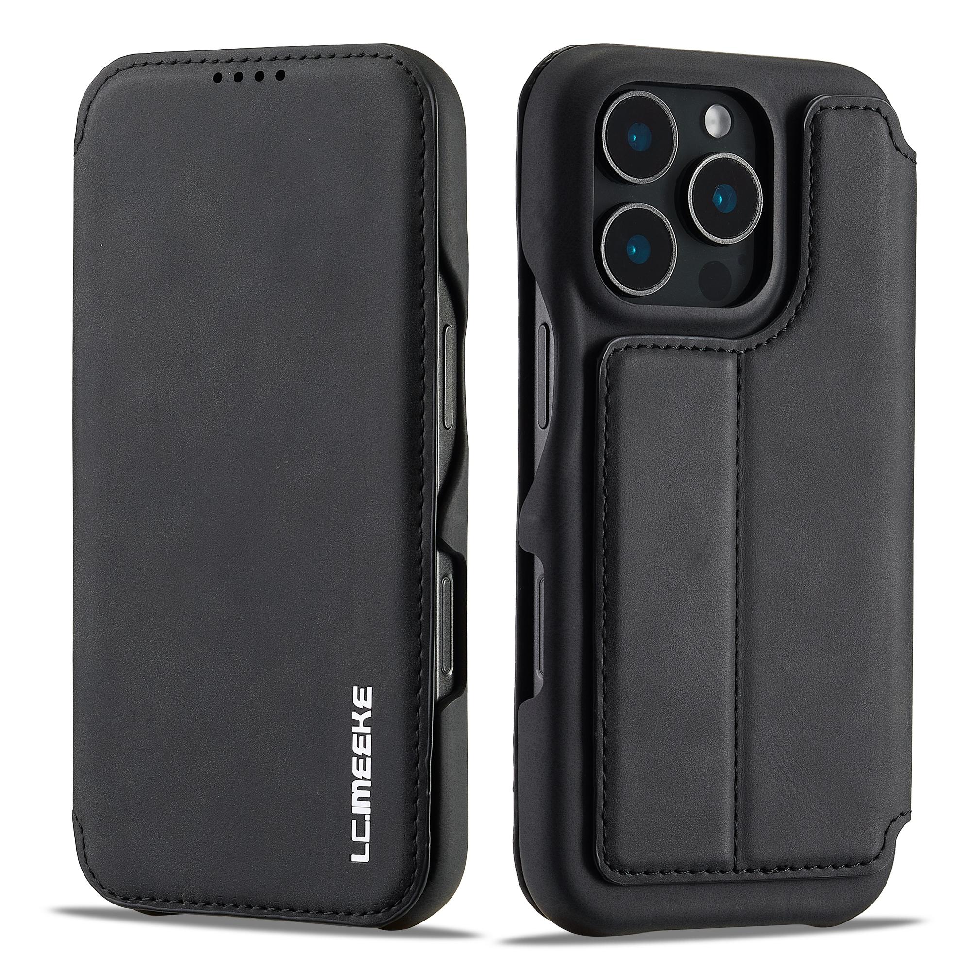 

LC.IMEEKE Чехол для iPhone 16 Pro с держателем для карт и подставкой, кожаная крышка для телефона A