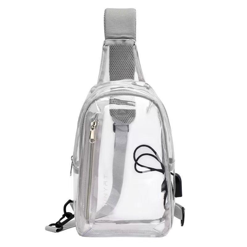 PVC Transparent Waterproof Chest Bag with USB Charging