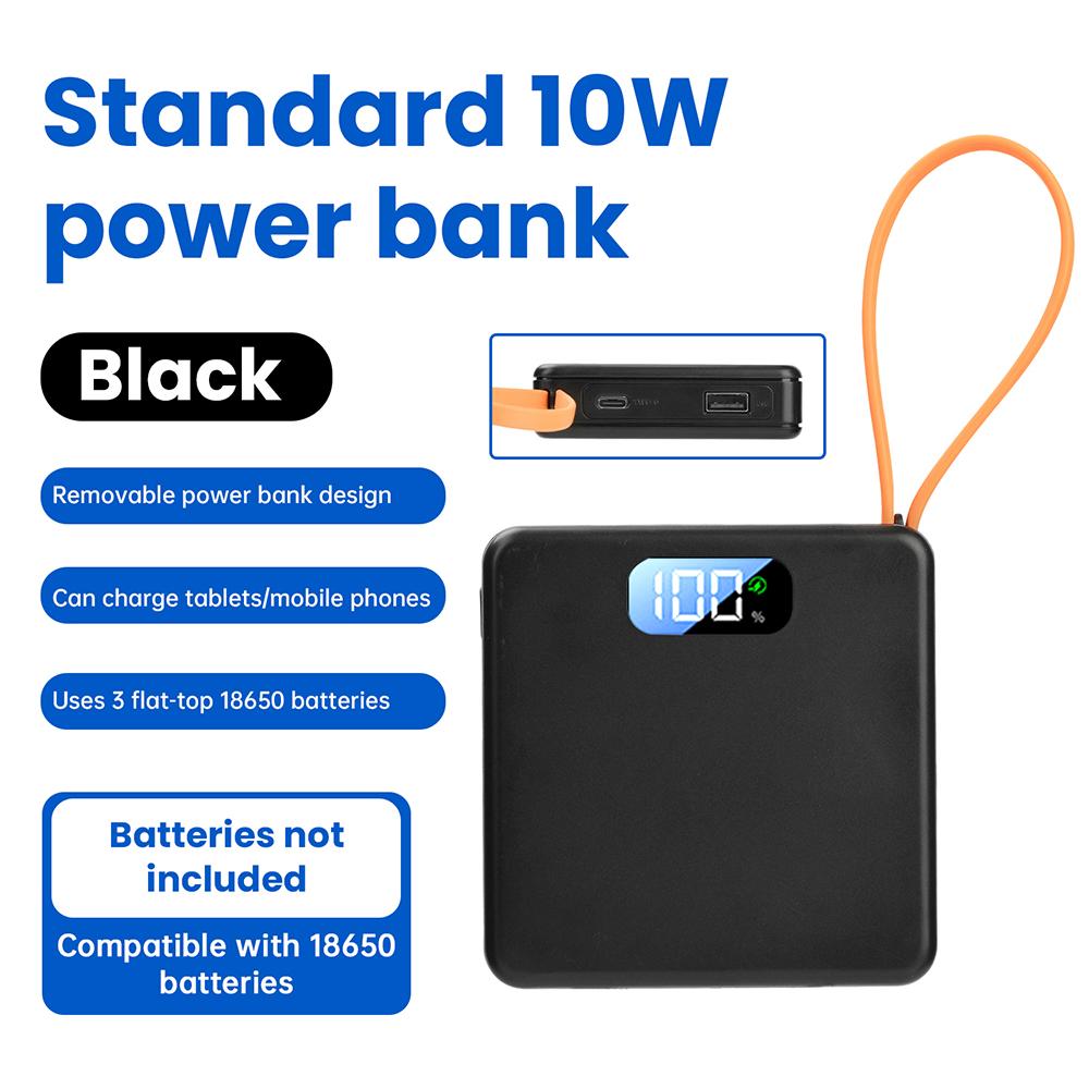 DIY Power Bank Kit 10W 22.5W Fast Charging, No Welding Design with 3x18650 Battery Case, Portable Power Supply Case