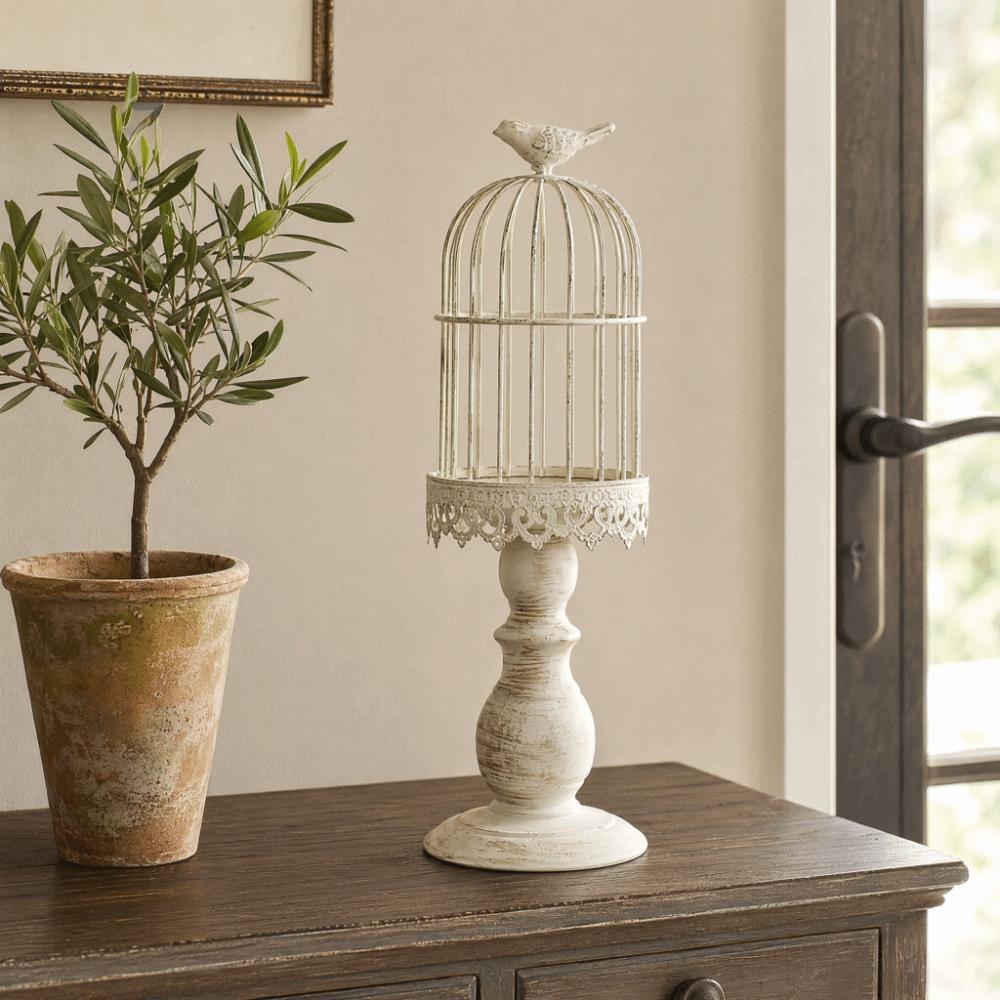 Delicate Birdcage Candle Holder Vintage Candlestick Crafts Plant Saucer Wedding