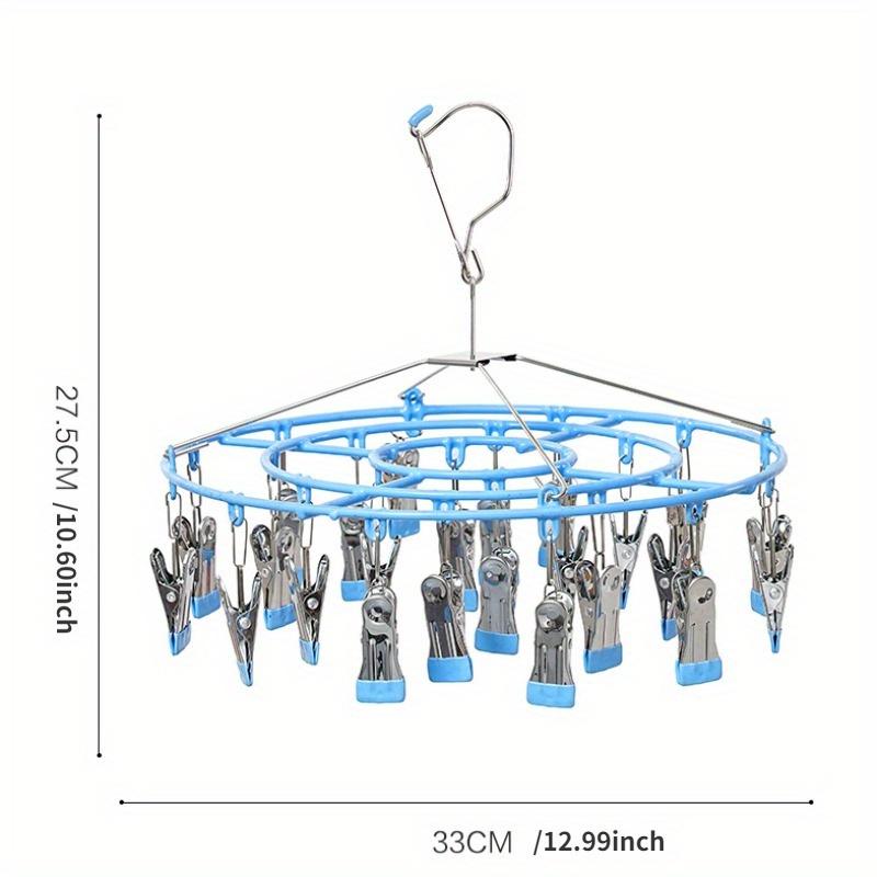 Air Drying Tool Balcony Stainless Steel Household Circular Clothes Hanger with Multiple Clips for Hanging Socks and Multifunctional Underwear Clip