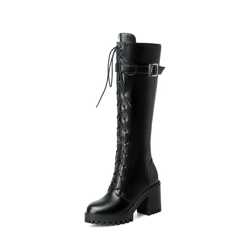 Women's High-heeled Boots for Autumn and Winter, Waterproof Platform, Thick Heel, Motorcycle Boots, Oversized Roman Women's Boots
