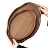 Creative Walnut Dessert & Fruit Plate with Teacup Holder - Bamboo & Wood Tea Tray