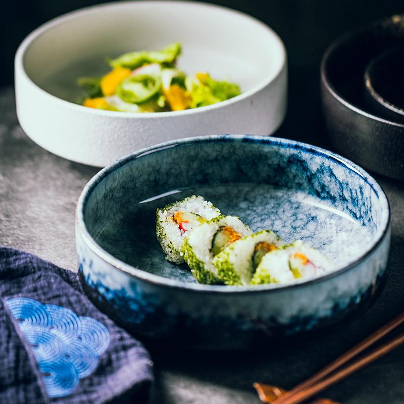 Japanese Creative Ceramic Bowl Salad Bowl Thick Soup Bowl Stew Bowl Restaurant Fashionable Dish Deep Bowl Fruit Bowl Large