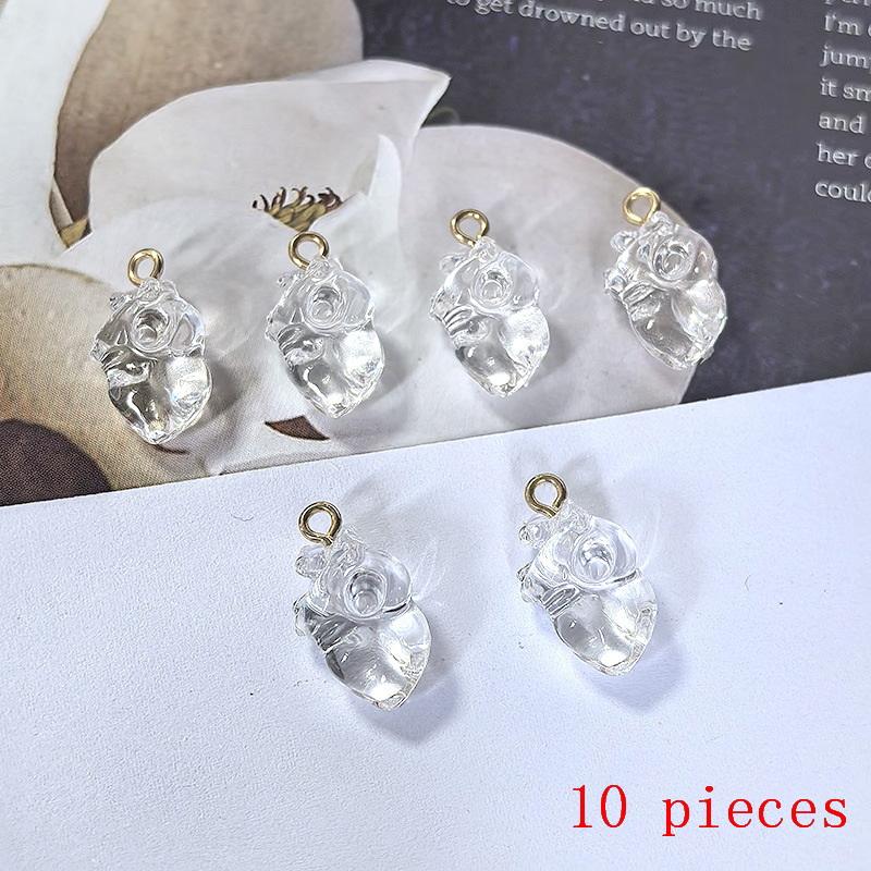 

10Pcs Simulation Red Cardiac Organ Resin Charms DIY Earring Necklace Bracelet Accessories Hallowmas Pendant For Jewelry Making