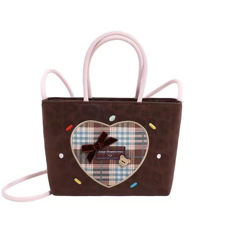 Retro Hello Kitty Plaid Shoulder Bag For Women With Pu Material And Casual Style